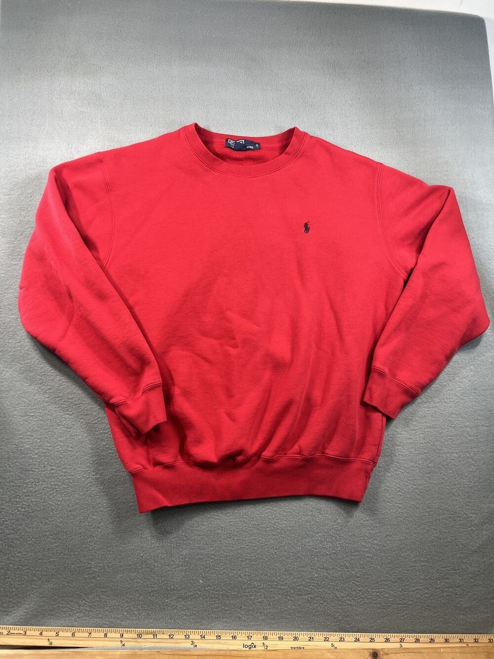 Polo by Ralph Lauren Red Crewneck Sweatshirt with Navy Pony Medium Man